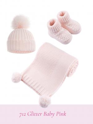 Soft Touch  5023797319013 STABO712-BP Pink Elegance Ribbed Bootees (NB-6 months)