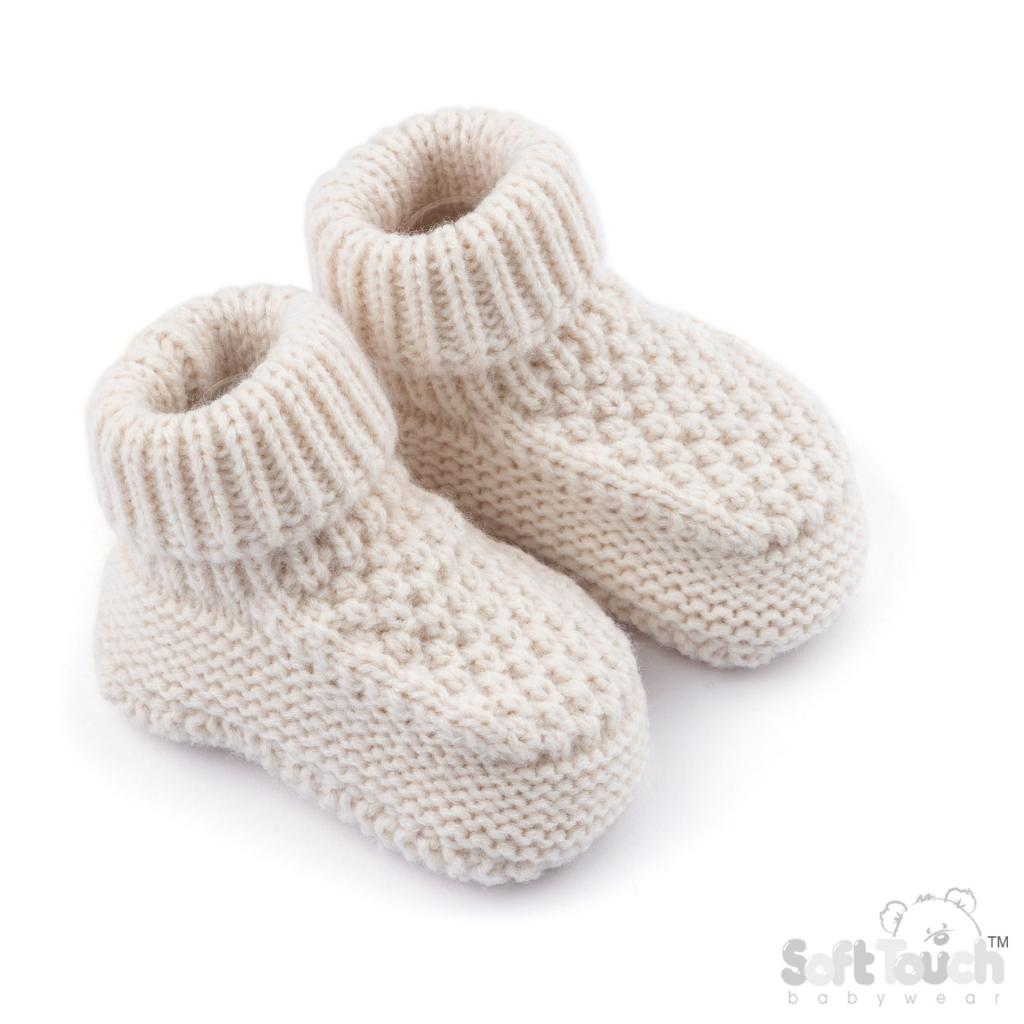 Soft Touch  5023797319020 STABO712-BCOF Coffee Elegance Ribbed Bootees (NB-6 months)