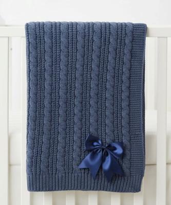 STABP16-SB Deluxe Steel Blue Cable Knit Wrap with Bow