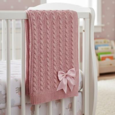 STABP16DP Deluxe Dusky Pink Cable Knit Wrap with Bow