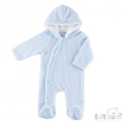 Soft Touch 4AL110-B 5023797318436 STAL110B Blue Waffle All In One with Hood (3-9 months)