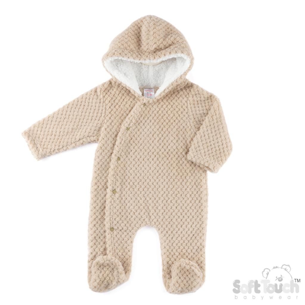 Soft Touch 4AL110-COF 5023797318443 STAL110-COF Coffee Waffle All In One with Hood (3-9 months)