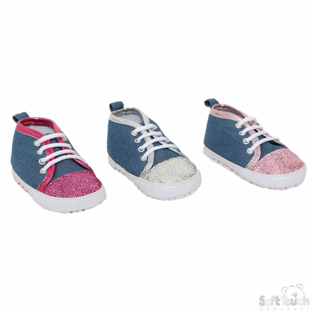 Soft Touch  5023797208508 STB1295 Denim Glitter Trainer (0-12 Months)