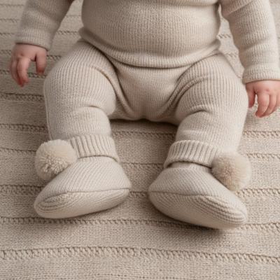 STB455-CO Coffee Pom Pom Booties
