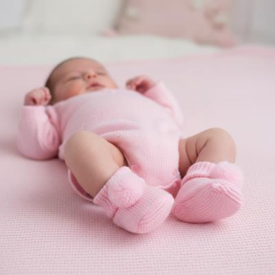STB455-P Pink Pom Pom Booties
