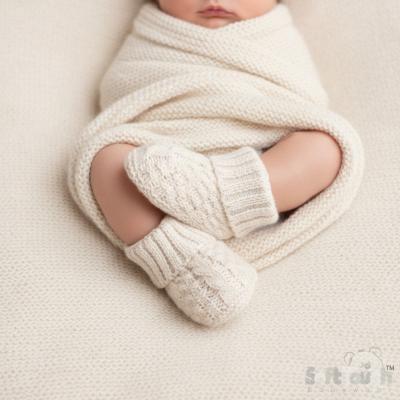 STB460-Oa Oatmeal Premium Cotton Knitted Booties