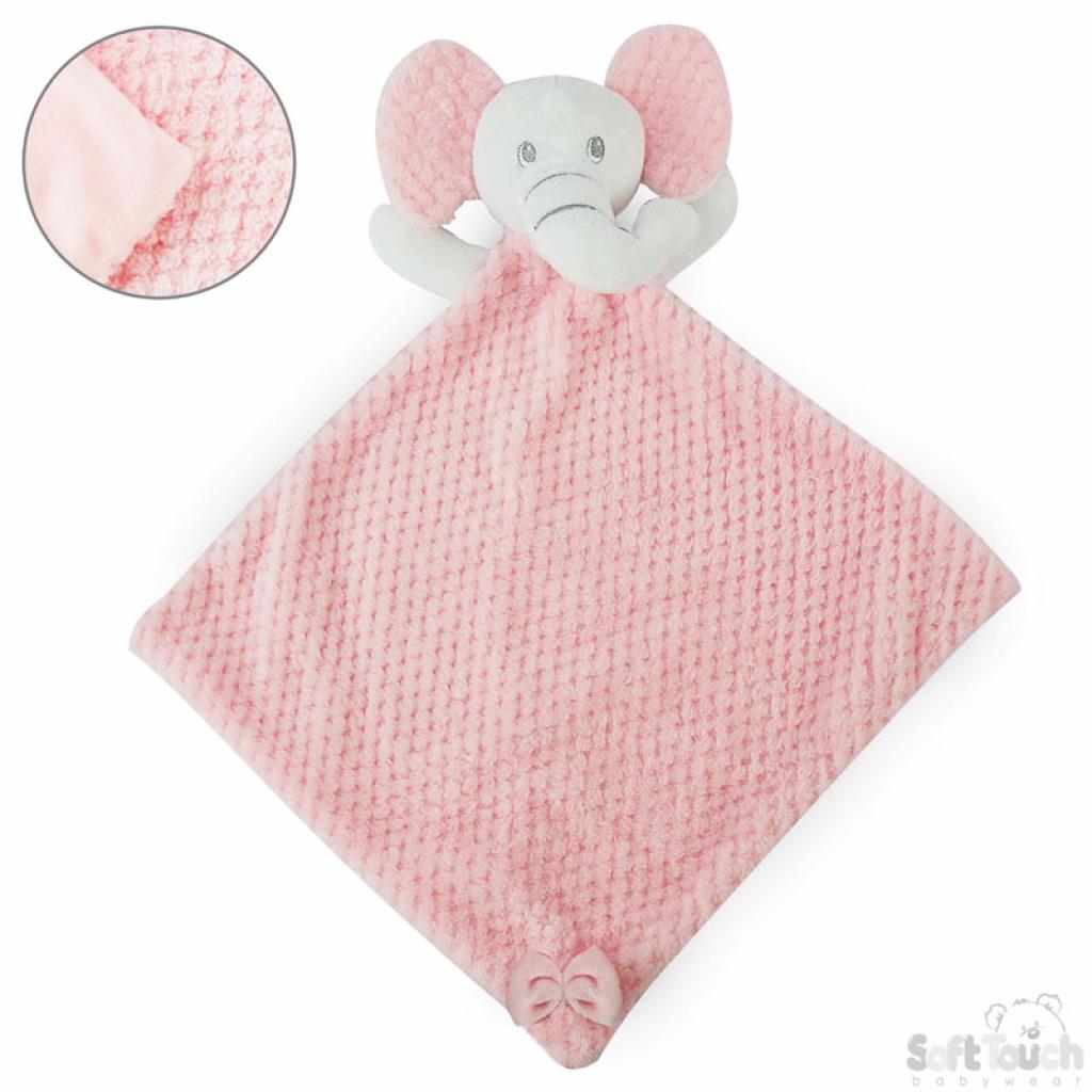 Soft Touch 4BC48-P 5023797309649 STBC48-P Pink Waffle Elephant Comforter with Crinkle Ears