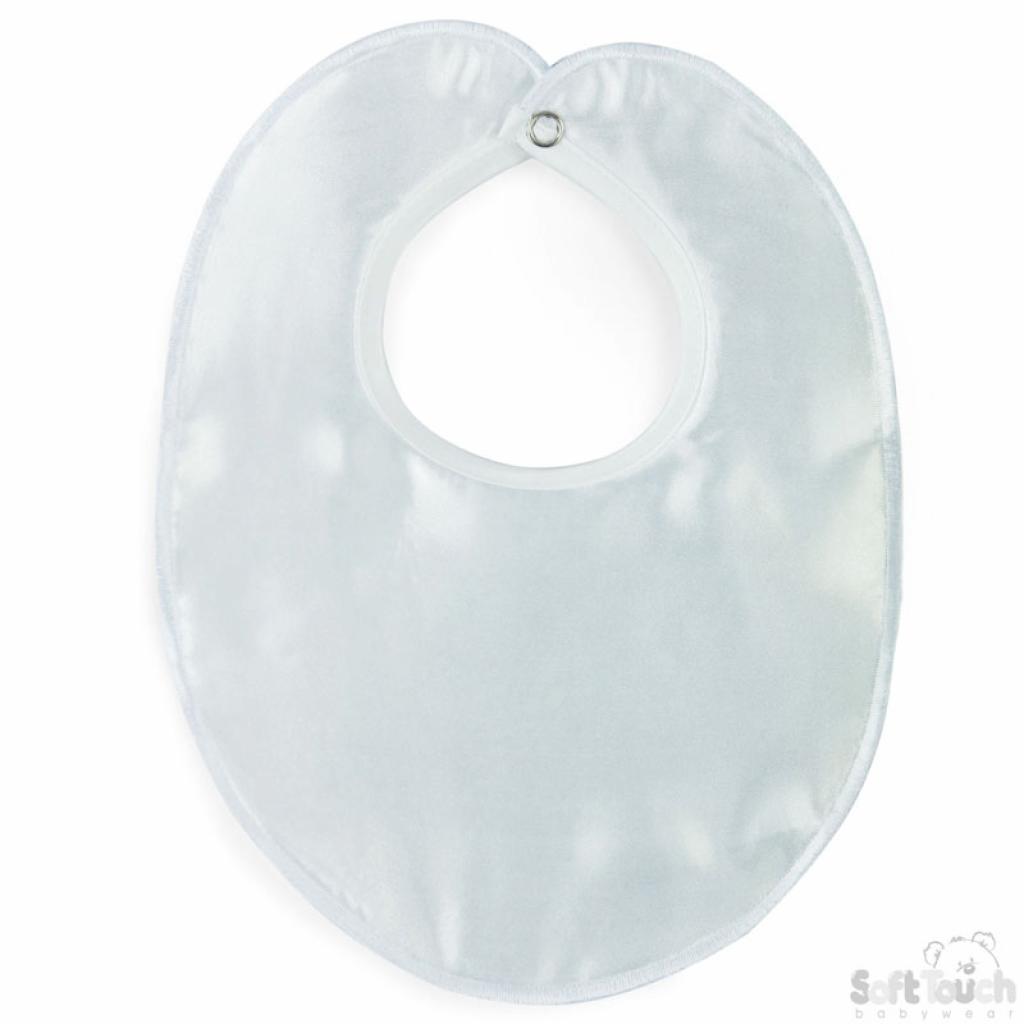 Soft Touch 2P5173-BP-W * STBIB5173-BP-W Bulk Plain White Satin Bib