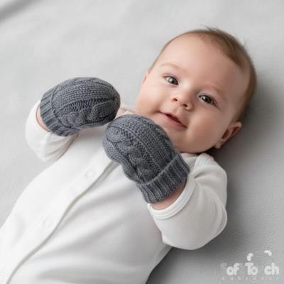 STBM12-SB-S  Steel Blue Cable Mittens  (NB-12 months)