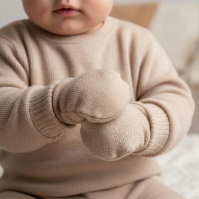 STBM704-C-Bi Brushed Cotton Mittens Biscuit (NB-12 months)