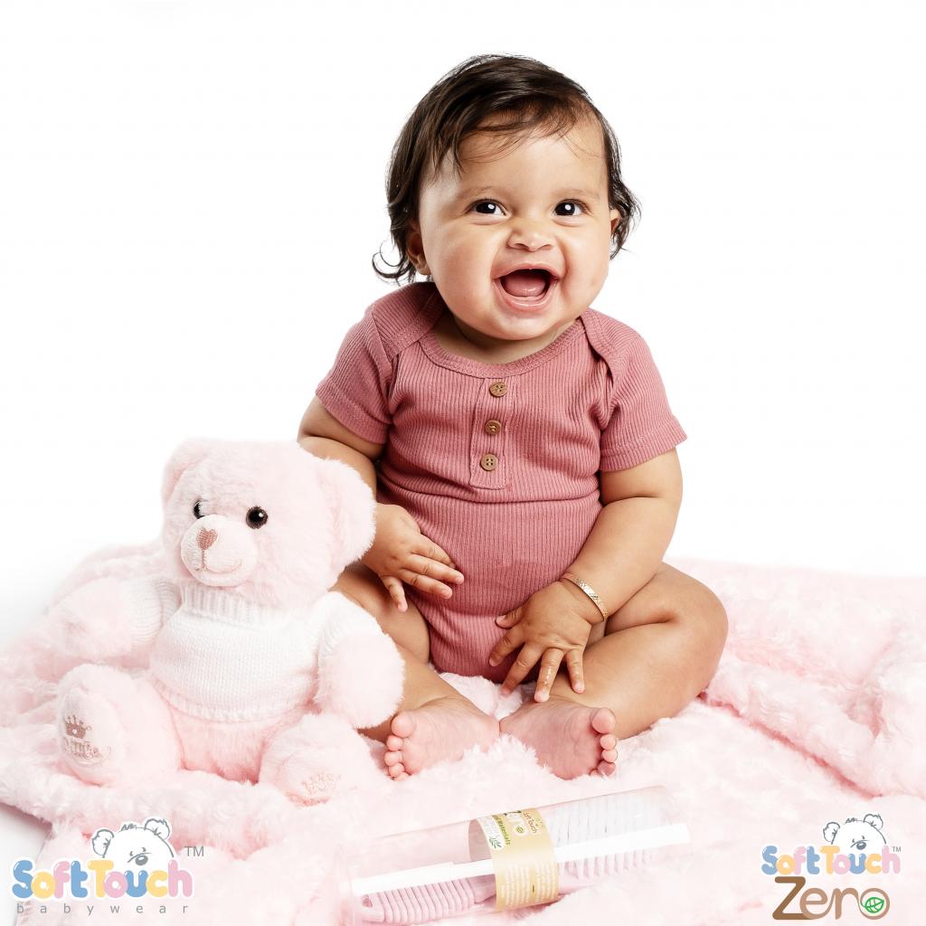 Soft Touch Zero 4BS4500-Bi * STBS4500-DR  Deco Rose  Ribbed Bodysuit (Newborn - 3 months)