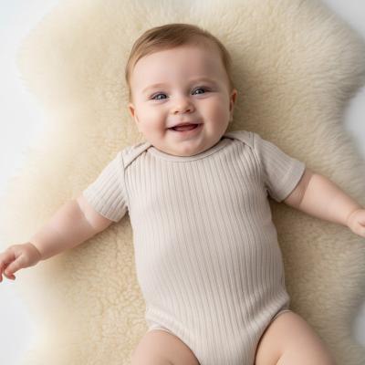 STBS4600-Bi-36 Biscuit Ribbed Bodysuit ( 3-6 months)
