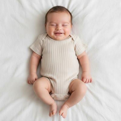 STBS4600-Bi-03 Biscuit Ribbed Bodysuit ( Newborn - 3 months)