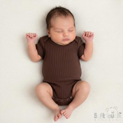 STBS4600-CH-03 Chocolate Ribbed Bodysuit ( Newborn - 3 months)