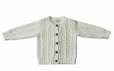 STCD16Cr  Cream Cable Cardigan with Wooden Buttons  (0-12m)