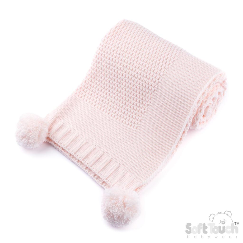 Soft Touch Zero ABP712-BP 5023797318979 STEABP712-BP Pink Elegance Ribbed Wrap with Pom Poms