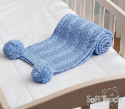 STEABP800-B Sky Zero Cable Knit Wrap with Pom Poms