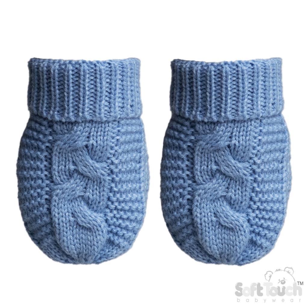 Soft Touch Zero EBM800-B 5023797313455 STEBM800-B Blue "Zero" Cable Mittens (NB-12 months)
