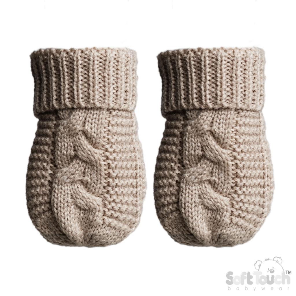 Soft Touch Zero EBM800 5023797313486 STEBM800-Bi Biscuit "Zero" Cable Mittens (NB-12 months)