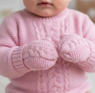 STEBM800-P Pink "Zero" Cable Mittens (NB-12 months)