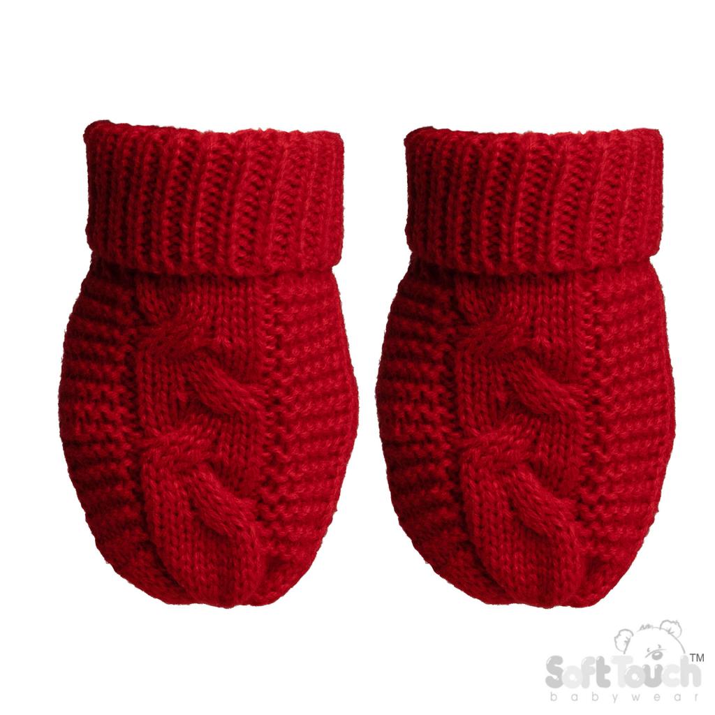 Soft Touch Zero EBM800 5023797313516 STEBM800-R Red "Zero" Cable Mittens (NB-12 months)
