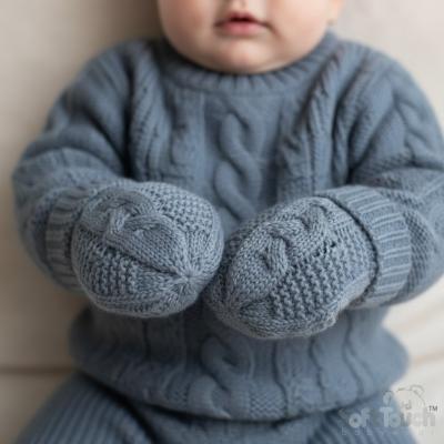 STEBM800-DB Dusky Blue "Zero" Cable Mittens (NB-12 months)