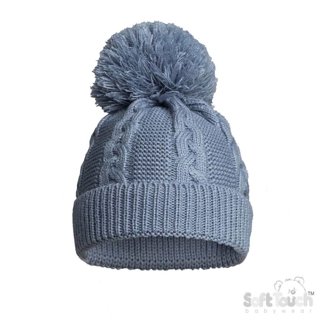 Soft Touch Zero EH800 5023797313363 STEH800-DB Dusky Blue "Zero" Cable Hat (NB-12 months)