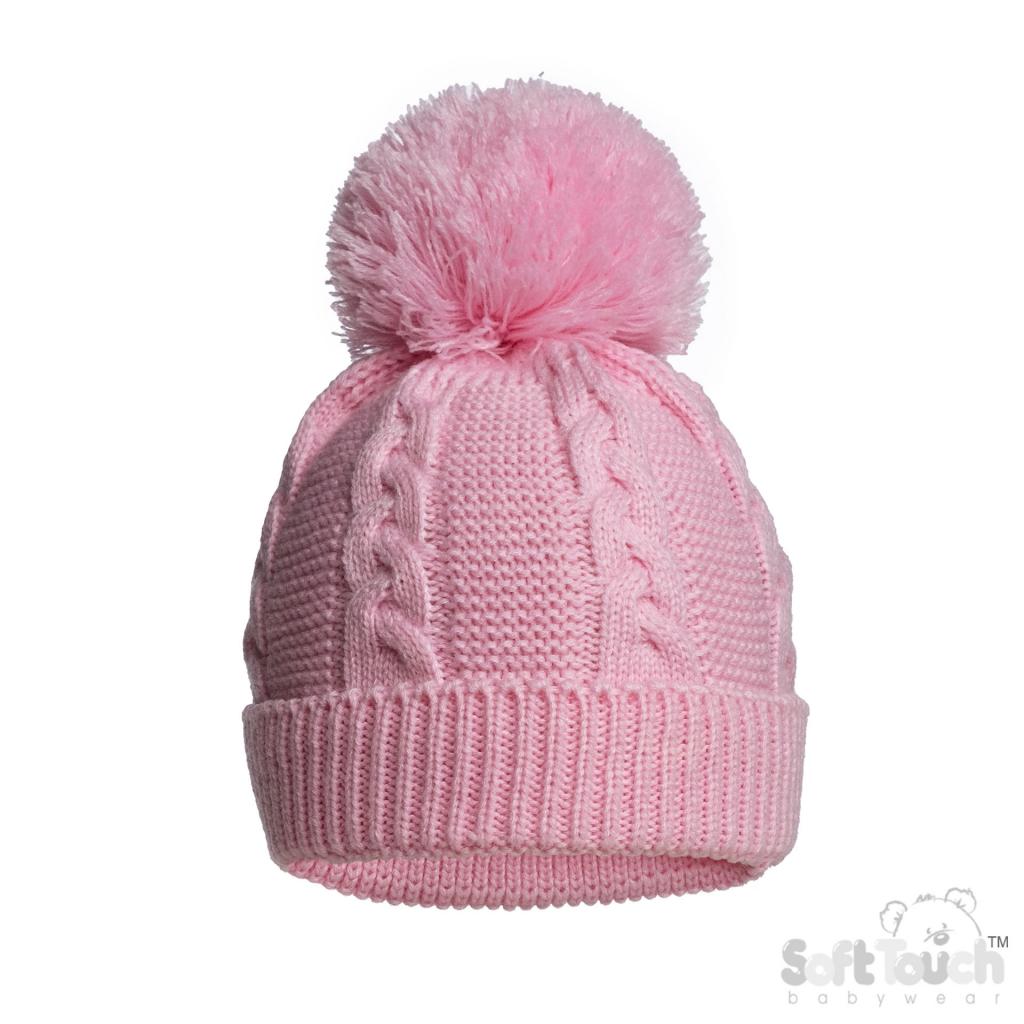 Soft Touch Zero EH800 5023797313301 STEH800-P Pink  "Zero" Cable Hat (NB-12 months)