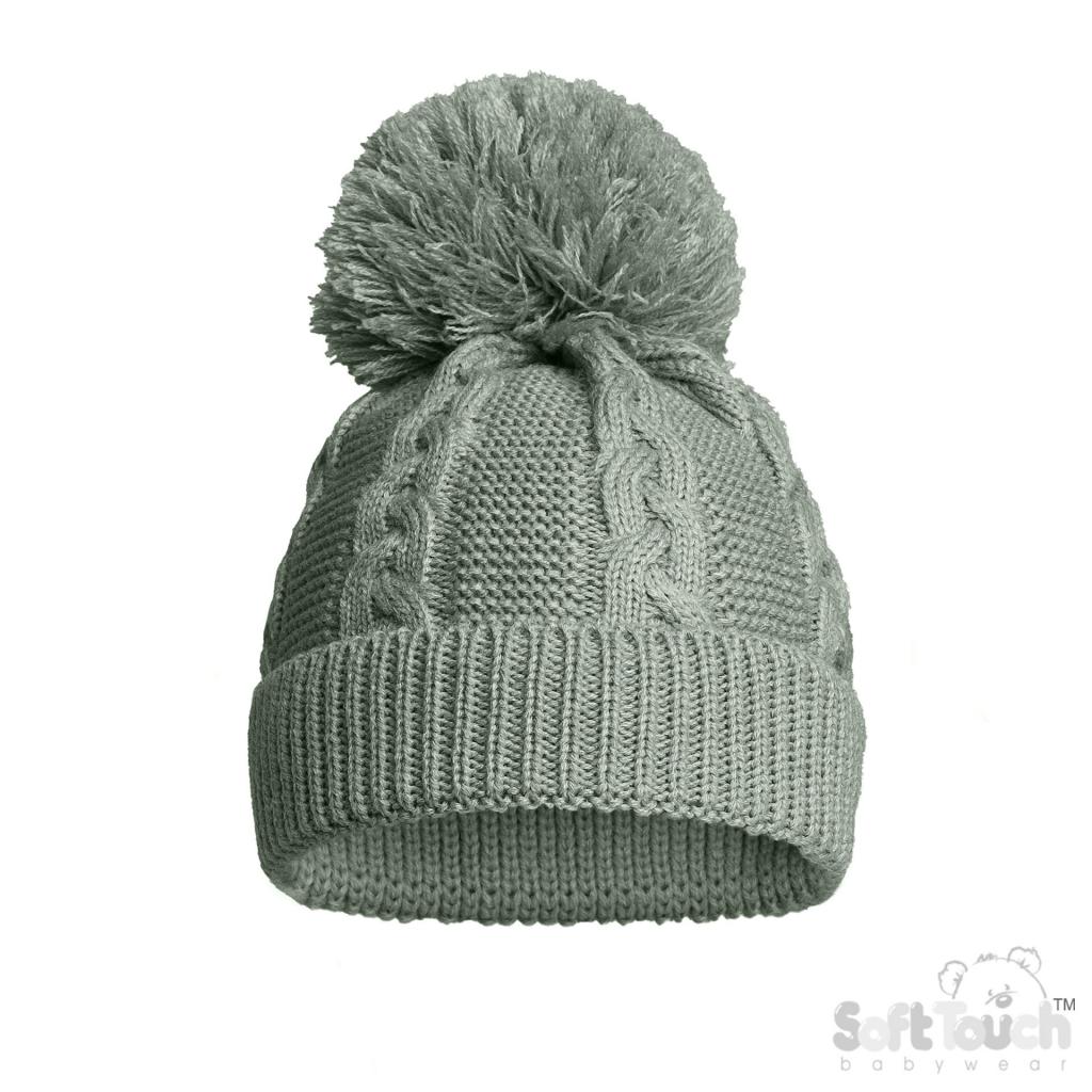 Soft Touch Zero EH800 5023797313356 STEH800-SG Sage Green  "Zero" Cable Hat (NB-12 months)