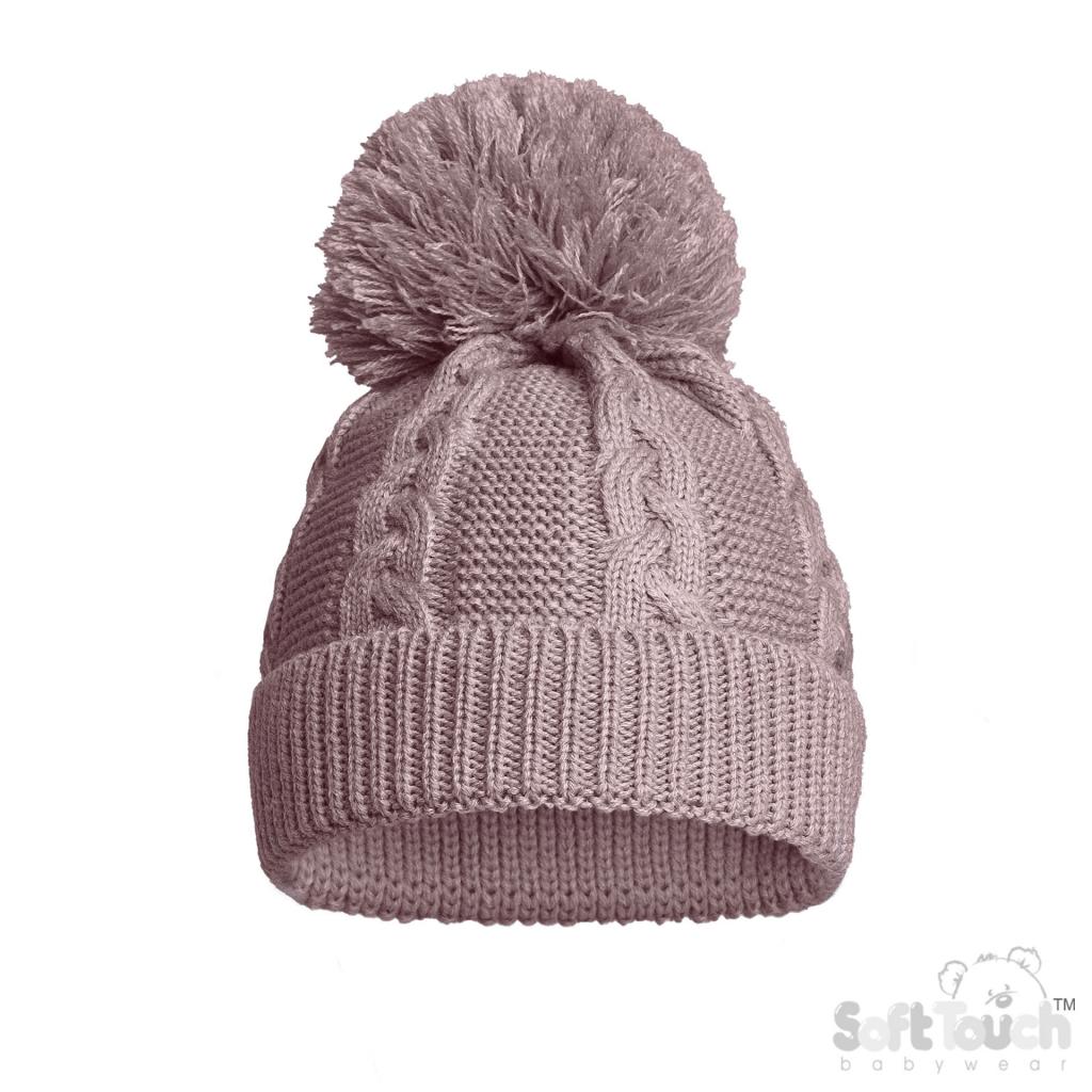 Soft Touch Zero EH802 5023797313417 STEH802-DP Dusky Pink "Zero" Cable Hat (12-24 months)