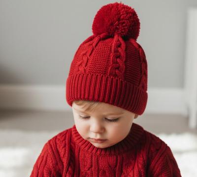 STEH802-R Red "Zero" Cable Hat (12-24 months)