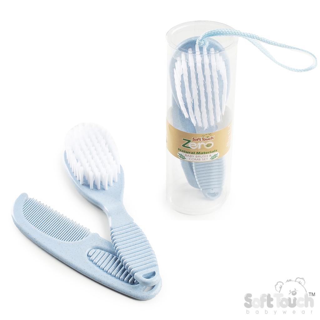 Soft Touch Zero 4EP606-B 5023797503788 STEP606-Bl Blue Deluxe Wheat Fibre Brush & Comb set