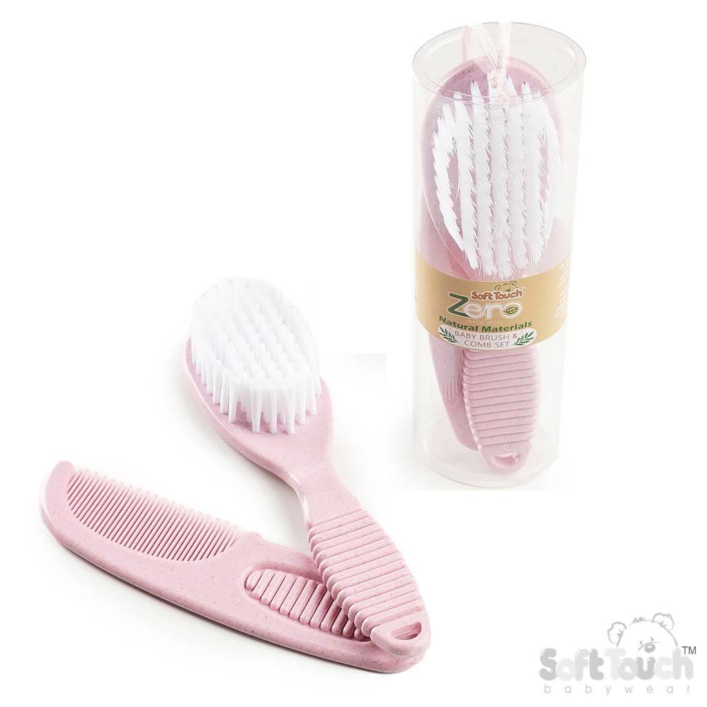 Soft Touch Zero 4EP606 5023797503788 STEP606-P Pink Deluxe Wheat Fibre Brush & Comb set