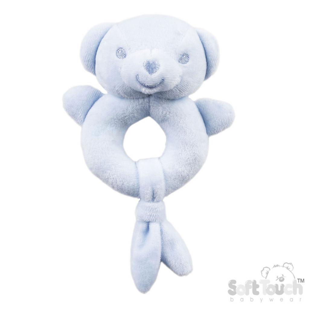 Soft Touch Zero 4ERT60-B 5023797611506 STERT60-B Blue Recycled  Ring Rattle Teddy