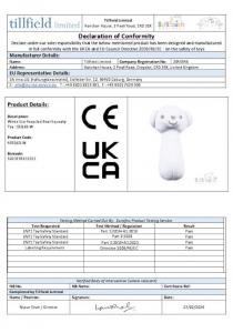 Soft Touch Zero 4ESQ60-W 5023797611544 STESQ60-W White Recycled  Squeaky Stick Teddy