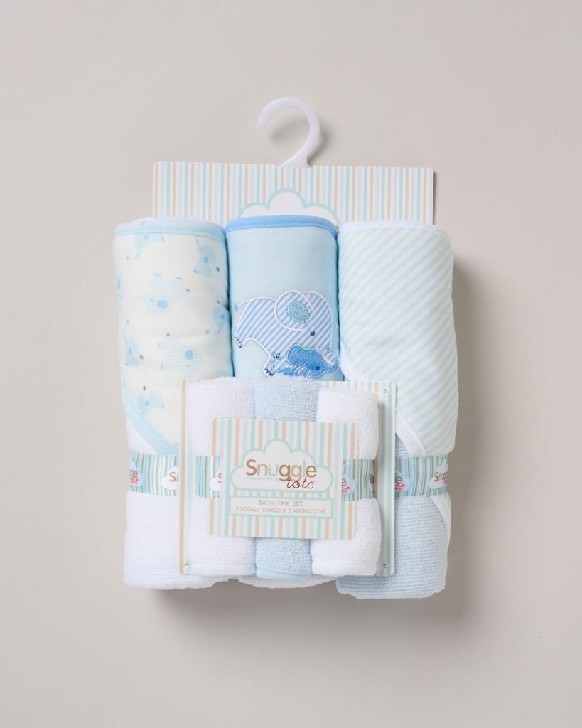 Snuggle Tots F09422 * STF09422 Hooded Towel and Wash Cloth Set "Elephants"