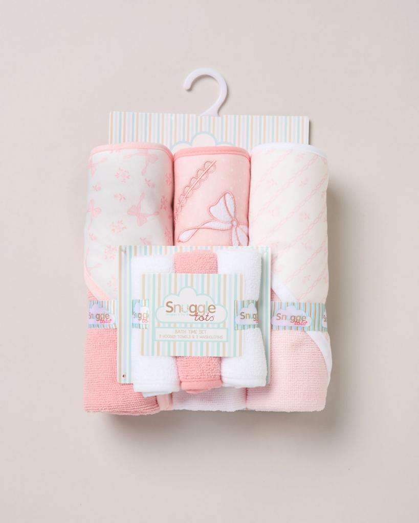 Snuggle Tots F09441 * STF09441 Hooded Towel and Wash Cloth Set "Bow"