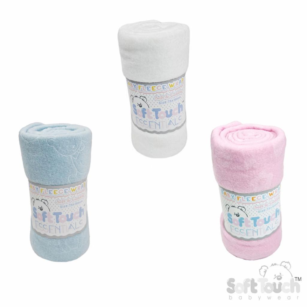 Soft Touch  5023797300356 STFBP05-COL P/B/W Embossed Fleece Baby Wrap (Bulk Pack)