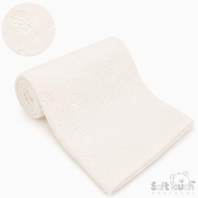 STFBP06-C Cream Embossed Fleece Baby Wrap (Bulk Pack):