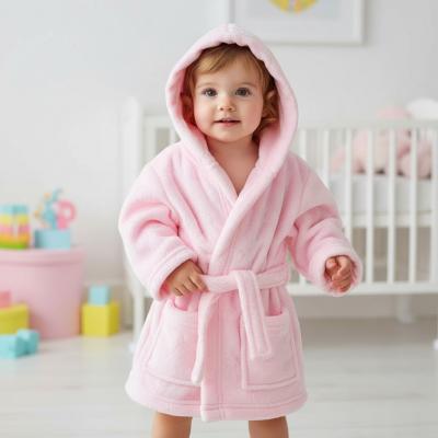 STFBR305-P-612  Pink Bunny embossed Fleece Robe  (6-12 months)