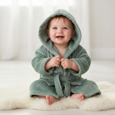 STFBR305-SG-06 Sage embossed Fleece Robe (0-6 months)