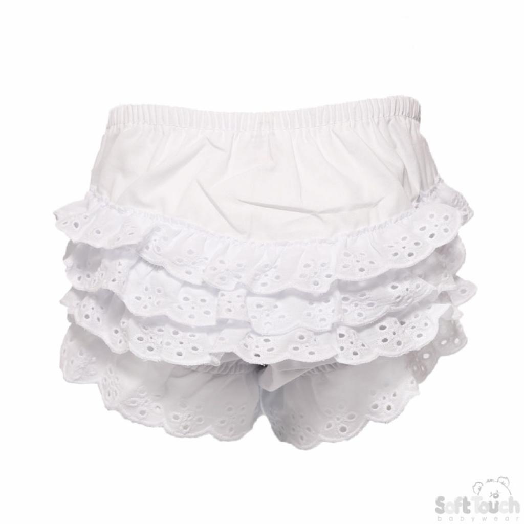 Soft Touch 4FP01-W 0-6 = 5023797316180, 6-12=5023797316197, 12-18 =5023797316203 STFP01-W Cotton White Pants (0-18 months)