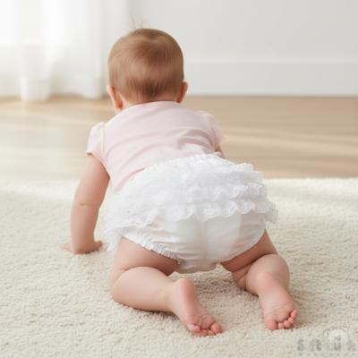 STFP03-SW White Satin Frilly Pant (0-12 months)