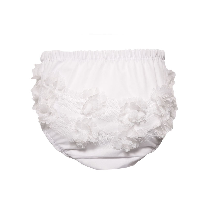 Soft Touch 4FP18-W 5023797306778 STFP18-W Cotton White Flower Pants (0 - 18 months)