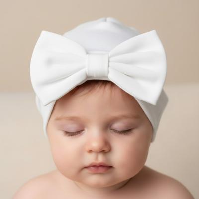 STH15-W White Turban "Bow" Hat (0-6 months)