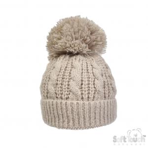 STH16-Bi  Deluxe Cable Knit Pom Pom Hat  (NB - 12m)