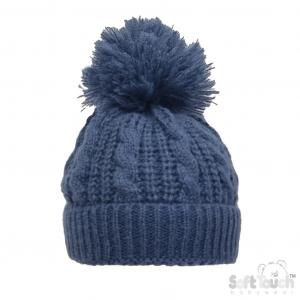 STH16-SB  Deluxe Cable Knit Pom Pom Hat  (NB - 12m)