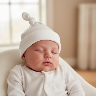 STH23-W  White "Knotty" Hat  (0-6 months)