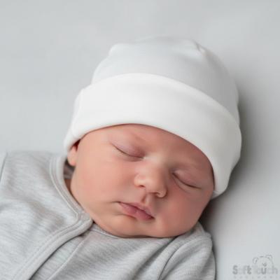 STH4-W-BP Large Turnover White Infants Hats (0-3 months)