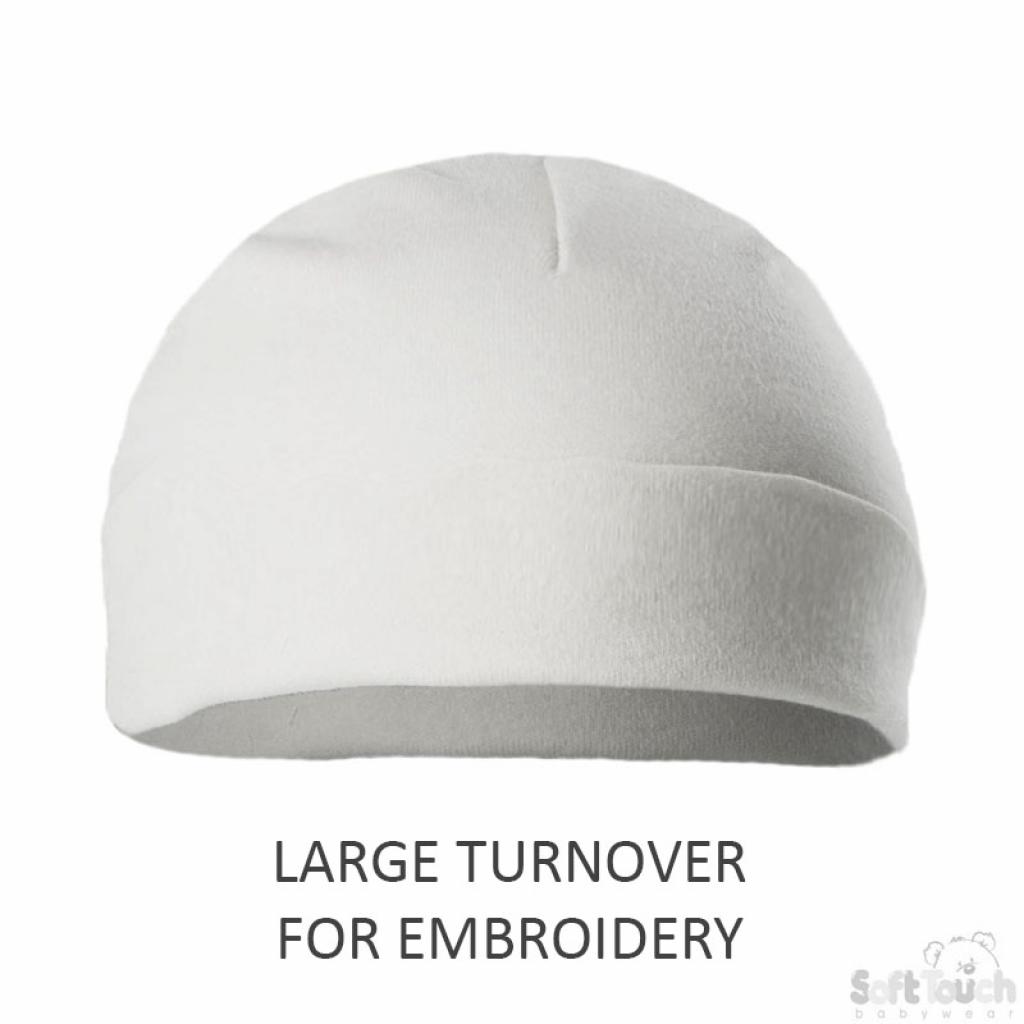 Soft Touch 4H3-W-BP 5023797318771 STH4-W-BP Large Turnover White Infants Hats  (0-3 months)
